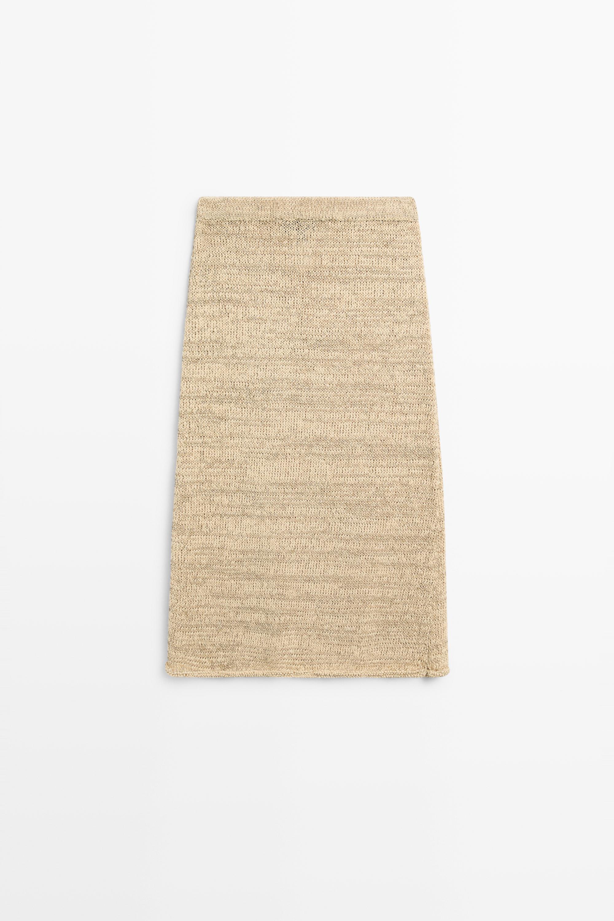 Marl cotton blend knit midi co-ord skirt